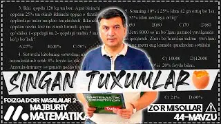 44- dars. Foizga doir masalalar. 2-qism. Yangi to'plam. Matematika