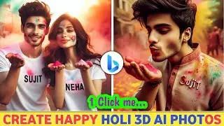 Create Happy Holi 3D Ai Photo Editing | Happy Holi T-Shirt Name Photo Video Editing