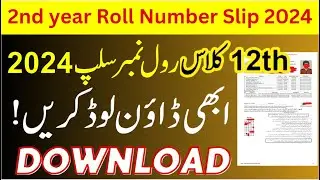 12th Class Roll Number Slip 2024, 2nd Year Roll Number Slips 2024, Intermediate Roll No Slip 2024