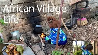 African village girl Slaughtering Chicken  /Part 2/cooking and serving