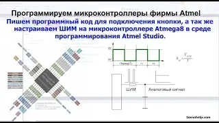 Урок №2. Пишем код для подключения кнопки, а так же  настраиваем ШИМ  на микроконтроллере Atmega8.