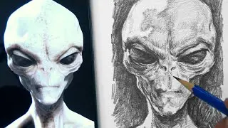 Drawing an Alien Head Step by Step