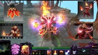Dota 2 Lina DISCIPLE OF THE WYRMWROUGHT FLAME with Arcana and Infused Dress of the Bewitching Flare