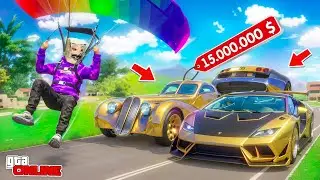 COLLECTED THE MOST EXPENSIVE CARS ON A PARACHUTE | BATTLE OF PARACHUTISTS IN GTA 5 ONLINE