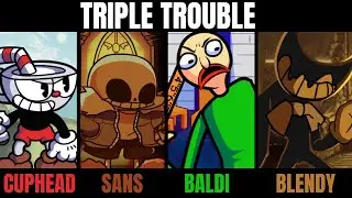 Friday Night Funkin Triple Trouble But Cuphead, Sans, Baldi, & Bendy Sings It!