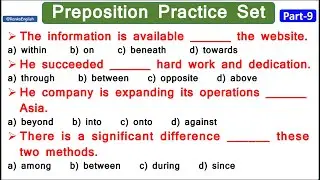 Preposition objective questions | Preposition in English grammar | Prepositions practice exercise 9