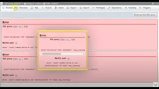 #1142 - SELECT command denied to user 'pma'@'localhost' for table 'pma tracking' , issue solved with
