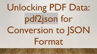Unlocking PDF Data: pdf2json for Conversion to JSON Format