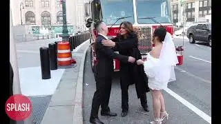 Mariska Hargitay Photobombs A Real Fireman And His Wife Marriage Photoshoot In NY - 14 Mar 2024