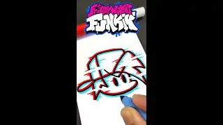 Drawing Glitch Effect Friday Night Funkin' icon（Boyfriend）with Paint Markers! 
