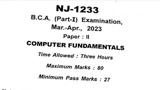 Bca 1st Year computer fundamental question paper Examination 2023 ।।