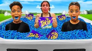 LAST TO STOP EATING SPICY FOOD IN THE HOT TUB WINS **BIG MISTAKE**