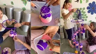 2 Sister Making Jummar with PLASTIC GLASSES || Jummar Making - DIY Ceiling Craft