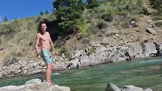 my son cold plunge in the river 