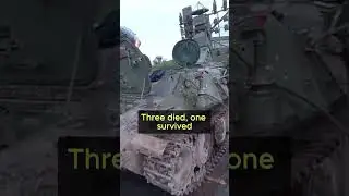 Russian soldier washes comrades remains from combat vehicle after three troops died during battle