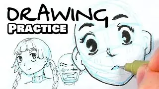 DRAWING PRACTICE: Anime Manga Faces (ASMR)
