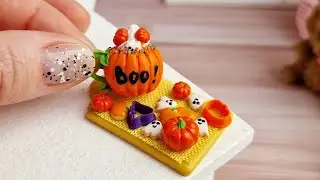 Miniature Halloween candy board with pumpkin cup🧡👻🧡Polymer clay