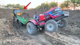 Mahindra Arjun Novo 605 Di-i working with JCB 3dx Eco for lake making