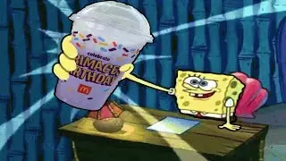 Spongebob tries the Grimace Shake