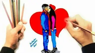 Как нарисовать мужчину и женщину из слов Love (4) Рисунок про Любовь