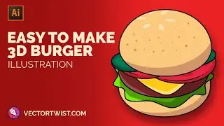 Create a vibrant 3D burger illustration or icon using Adobe Illustrator!