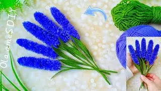 It's so Beautiful 💜🧶 Super Easy Lavender Flower Craft Idea with Yarn - DIY Amazing Woolen Flowers