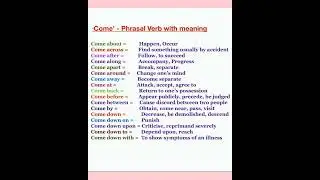 Come - Phrasal Verbs with meaning