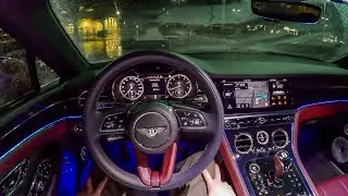 2023 Bentley Continental GTC Azure - POV Rainy Night Drive (Binaural Audio)