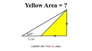 How to calculate the Yellow Area? | Unknown area in this right angled triangle | Easy solution