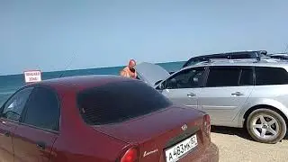 Крым пляж Фрунзе  стоянка авто   9 августа 2020
