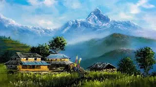 Nepali Painting | Beautiful Nepali Village Landscape Painting | Scenery Painting | Art Candy Nepal