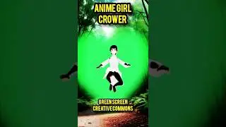 ANIME GIRL - CROWER green screen footage. Chromakey video animation.
