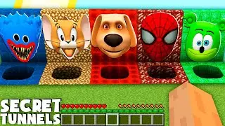 I found SECRET TUNNELS of JERRY vs TALKING BEN vs HUGGY WUGGY in Minecraft! WHICH TUNNEL TO CHOOSE