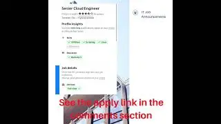 Senior Cloud Engineer | Toronto | Link in Comments Section