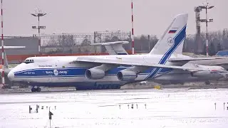 Flying Giant An-124: in 35 sec. accelerated from 0 to 275 km / h and took off. Sheremetyevo, 01.2023