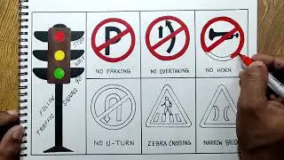 Road safety drawing/Traffic signals drawing easy way