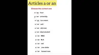 Articles exercise grade 7, 8 English grammar/ Articles in English grammar/  Articles rules