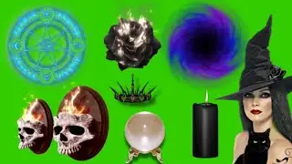 Witch spell green screen, witch craft object green screen pack