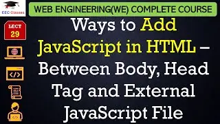 L29: Ways to Add JavaScript in HTML – Between Body, Head Tag and External JavaScript File | Example