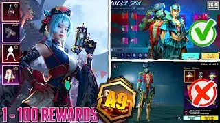 🤨BGMI A9RP 1 - 100 COMPLETE REWARDS || NEW SCAM IN BGMI || DON'T WASTE YOUR UC.