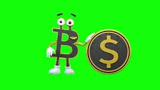 [4K] Bitcoin & Dollar Coin - Green Screen