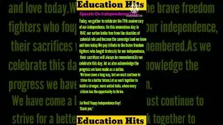 Speech For Independence🇮🇳Day In English #shortsfeed #shortsvideo #youtubeshorts #shorts #india #gk