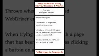 SELENIUM : Selenium WebDriverException - SDET Automation Testing Interview Questions & Answers
