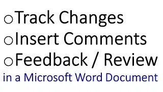 Track Changes, Insert Comments, Provide Feedback / Review in a Microsoft Word Document