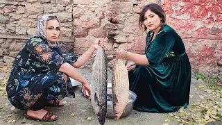 Cooking stuffed salmon in Iranian village style