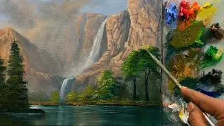 Acrylic Landscape Painting In Time-lapse | Waterfall Painting | Hidden Waterfalls Landscape