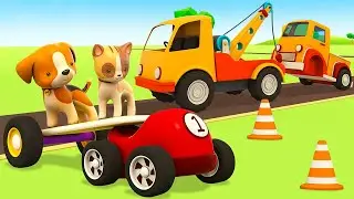 Helfer Autos Cartoon auf Deutsch. Die Katze und der Hund fahren spazieren!