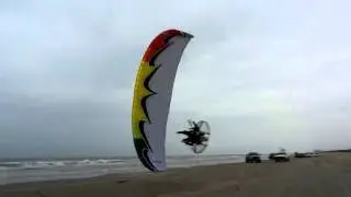 World's Best Paramotor Pilot Dell Schanze Having Fun Powered Paragliding At The Beach In Texas!!