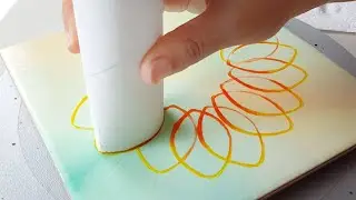 (805) New Style Sunflower | Line Art | Fluid Acrylic | Easy Painting for beginner | Designer Gemma77