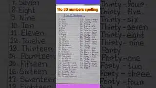 1 to 50 Numbers Names/ NUMBER SPELLING 1 - 50 